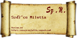 Szűcs Miletta névjegykártya